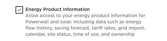 Tesla Energy Product Read Authorization Scopes